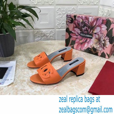 Dolce  &  Gabbana Heel 6.5cm Calfskin Mules Orange With DG Millennials Logo 2021